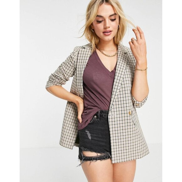 MADEWELL Dorset Oversized Double Breasted Plaid Blazer Preppy Clueless XS - Picture 9 of 14